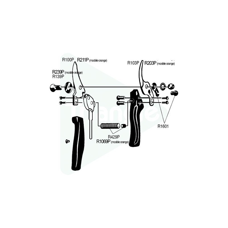 Boulon + rondelle + ecrou pour Pradines P2/20 et P2/22