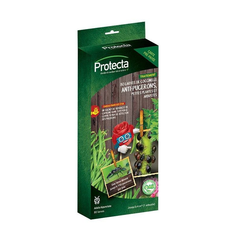 Carte prépayée - Anti-pucerons petites plantes et arbustes - 80 larves de coccinelle