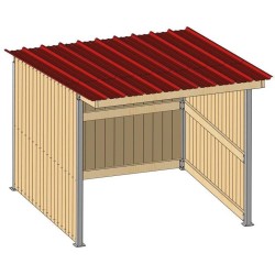 Abri de prairie simple pente SP 3x3 m en bois Douglas