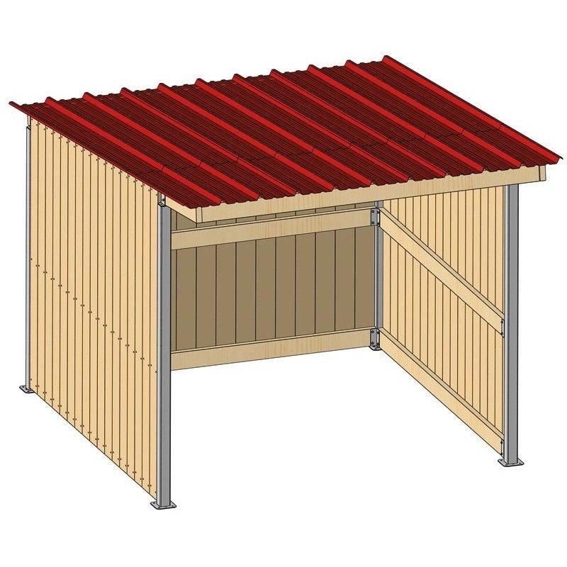Abri de prairie simple pente SP 3x3 m en bois Douglas