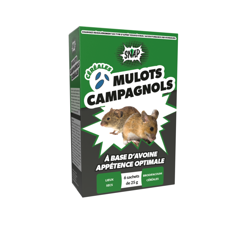 Sachet d'avoine décortiquée raticide souricide mulots