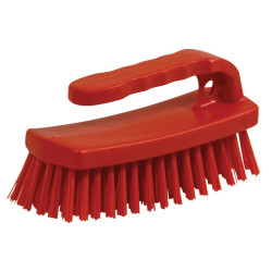 Brosse à main avec poignée plastique 13,5 cm rouge