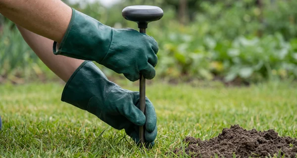 Dispositif répulsif à vibrations planté dans une surface enherbée